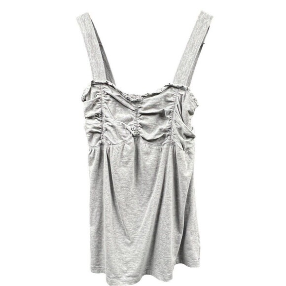 Mix & co. Babydoll Tank‎ Top Womens Gray Large Elastic Back Pleated Sleeveless - Picture 1 of 9